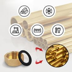 Nikcorp Medeninasti čepi za vodovodne cevi 1/2", s tesnili, odporni na korozijo, za pipe in ogrevalne sisteme, zlati, 10 kosov