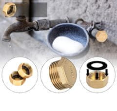 Nikcorp Medeninasti čepi za vodovodne cevi 1/2", s tesnili, odporni na korozijo, za pipe in ogrevalne sisteme, zlati, 10 kosov