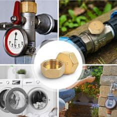 Nikcorp Medeninasti čepi za vodovodne cevi 1/2", s tesnili, odporni na korozijo, za pipe in ogrevalne sisteme, zlati, 10 kosov