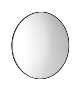 SAPHO AROWANA Okroglo Ogledalo v Črnem Matt Aluminijastem Okvirju ø 60 cm