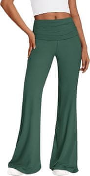Nikcorp Ženske pajkice s širokimi hlačnicami in visokim pasom, elegantne športne hlače, prožne in zračne, zelene, XXL