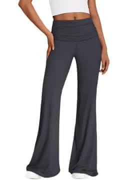 Nikcorp Ženske hlače s širokimi hlačnicami, pajkice z visokim pasom, eleganten kroj, hitro sušeče, sive barve, velikost S