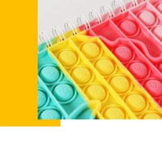 Nikcorp Beležnica Pop It šolski zvezek Samorog, format A6, 50 strani, antistresna senzorična igrača Fidget Toy za otroke, pisana beležnica