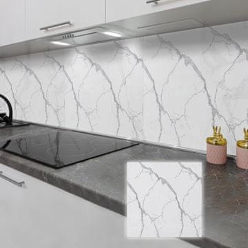 Nikcorp Samolepilne PVC plošče za stene in tla, beli marmor, 30x30 cm, 20 kosov, 1,8 m2, vodoodporne dekorativne nalepke za kopalnico