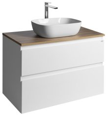 AQUALINE ALTAIR II Stenska Kopalniška Omara, Beli/Dub, 87,5 cm, MDF/Lamino