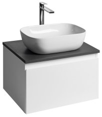 AQUALINE ALTAIR elegantna kopalniška omarica z belo in antracit ploščo, 58 cm