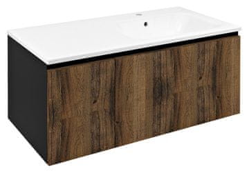 SAPHO LOREA Stenska Omara 100cm, Dub Collingwood/Črna Mat, Pravokotna, Brezročno Oblikovanje