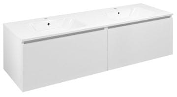 SAPHO LOREA Prostorna Kopalniška Omara 140cm, Beli Mat - Moderni Dvojni Umivalnik