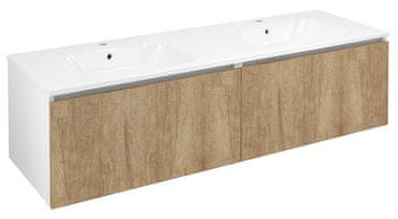 SAPHO Sodobna Viseča Kopalniška Omara LOREA, Dub Alabama/Bela Mat, 161x46x51,5 cm