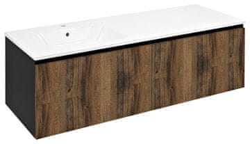 SAPHO Eleganten LOREA kopalniški predalnik 140x46x51,5cm, levostranski, hrast/črna mat