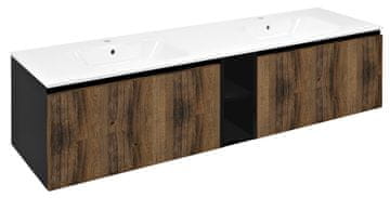 SAPHO Elegantna Omarica LOREA 160cm, Dub Collingwood/Črna Mat za Sodobne Kopalnice