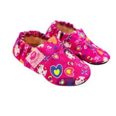 Copa cop Otroški tekstilni copati Barefoot - Ciklam Cats, 18.5