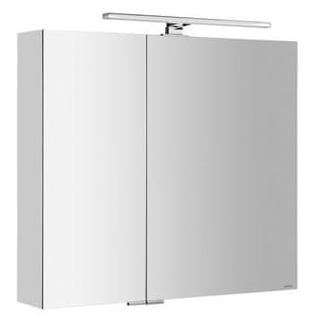 SAPHO MIRRÓ Bela LED Kopalniška Galerka 80x70 cm z Obojestranskimi Vrati in Električno Vtičnico