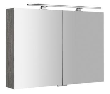 SAPHO Elegantna Galerka MIRRÓ z LED Osvetlitvijo, 100x70x16cm, Dub Stříbrný
