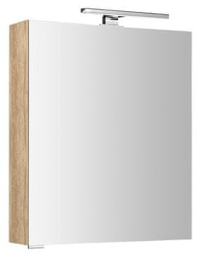 SAPHO Omara z LED razsvetljavo MIRRÓ, 60x70cm, Dub Alabama, Leva/Desna, Moderne Kopalniške Rešitve