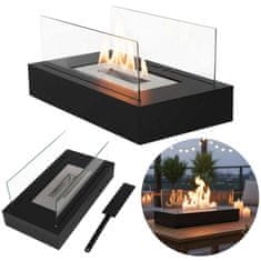 WOWO Namizni biokamin na bioetanol s steklom brez dima 35×18×15 cm