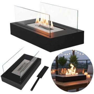 WOWO Namizni biokamin na bioetanol s steklom brez dima 35×18×15 cm