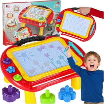 WOWO Magnetna risalna tabla 2v1 s štampiljkami in izginjajočim pisalom 3+