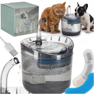 WOWO Avtomatska pitna fontana za psa in mačko 1,8 l z oglenim filtrom USB