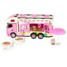 WOWO RC zložljiv karavan na daljinsko upravljanje 2,4 GHz luči zvoki roza