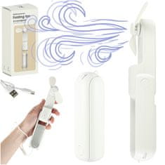 WOWO Zložljiv mini ventilator 2v1 s powerbanko USB bel