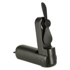 WOWO Zložljiv mini ventilator 2v1 s powerbanko USB črn