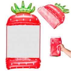 WOWO Napihljiv bazenski ležalnik z mrežico Jagoda