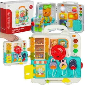 WOWO Montessori manipulativna tabla v kovčku XXL medvedek luč in zvok