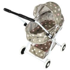 WOWO Globok voziček za punčke s torbo zvezdice