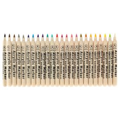 WOWO Akrilni flomastri za tekstil in površine vodoodporni set 24 barv