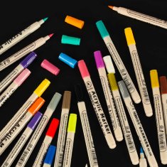 WOWO Akrilni flomastri za tekstil in površine vodoodporni set 24 barv