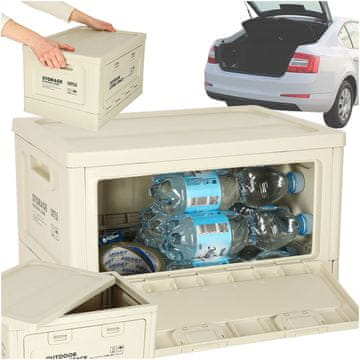 WOWO Zložljiva škatla za shranjevanje v avtu s pokrovom 25 l siva