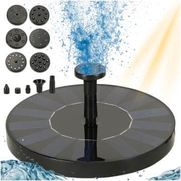 WOWO Solarna plavajoča fontana za ribnik z šobami 16 cm