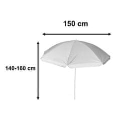 WOWO Plažni senčnik z UV filtrom zložljiv in nastavljiv 150 cm siv