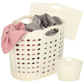 WOWO Zložljiva košara za perilo z ročaji krem