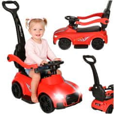 WOWO Otroški poganjalec 3v1 z zvoki in lučmi rdeč