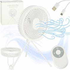 WOWO Namizni ventilator USB z daljincem in LED bel