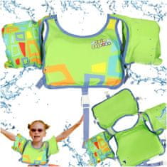 WOWO Otroški plavalni jopič z rokavčki zelen