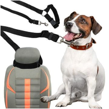 WOWO Varnostni pas za avto za psa/mačko - nastavljiv, črn