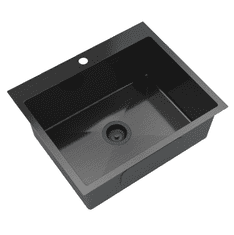 slomart Kuhinjsko pomivalno korito S6050 BLACK, črno inox, 60 × 50 cm, 1 korito, nadpultna montaža