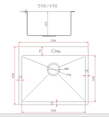 slomart Kuhinjsko pomivalno korito S6050 BLACK, črno inox, 60 × 50 cm, 1 korito, nadpultna montaža