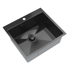 slomart Kuhinjsko pomivalno korito S5550 BLACK, črno inox, 55 × 50 cm, 1 korito, nadpultna ali podvgradna montaža