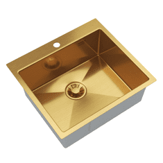 slomart Kuhinjsko pomivalno korito S5550 GOLD, zlata inox izvedba, 55 × 50 cm, 1 korito, nadpultna ali podvgradna montaža