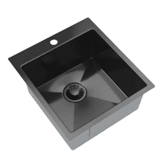 slomart Kuhinjsko pomivalno korito S4550 BLACK, črno inox, 45 × 50 cm, 1 korito, nadpultna ali podvgradna montaža