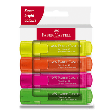 Faber-Castell Označevalnik Textliner 46 Neon - komplet 4 kosov
