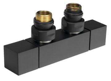 SAPHO CUBE TWIN črna mat ventilna priključna garnitura za centralni priklop