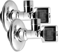 AQUALINE Kromirani Kotni Ventil s Filtrom 1/2"x3/8", Medeninast, Par, AQUALINE