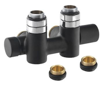 SAPHO TWIN COMBI ventilski set za centralno ogrevanje, desni priklop, črn mat zaključek