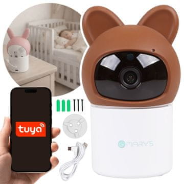 sarcia.eu Mary's Vrtljivi elektronski baby monitor, Medved baby kamera, TUYA WiFi, zaznavanje gibanja, USB