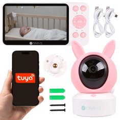sarcia.eu Mary's Otroški monitor, otroška kamera z monitorjem, Zajec 2v1, uspavanke, TUYA WiFi, USB